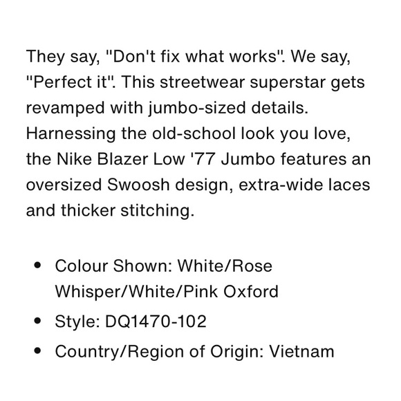 Nike Blazer Low 77 Jumbo "White/Pink/Oxford" Sneaker. Size - Picture 4 of 14